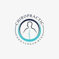 Chiropractic logo design vector spinal backbone icon logo with creative element concept