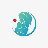 Mom and baby logo design vector for maternity clinic with creative element concept