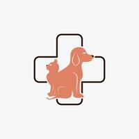 Pet clinic logo design with dog cat icon logo and creative element concept vector