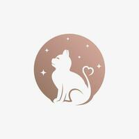 Cat logo design vector illustration with creative element concept