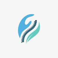 Chiropractic natural massage back pain and spinal icon logo design with creative concept vector