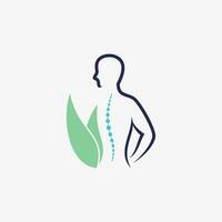 Chiropractic natural massage back pain and spinal icon logo design with creative concept vector