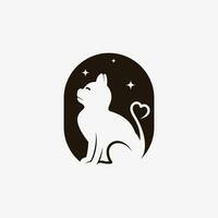 Cat logo design vector illustration with creative element concept