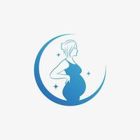 Pregnant woman icon logo design vector illustration with creative element concept