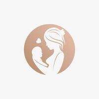 Mom and baby logo design vector for maternity clinic with creative element concept