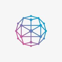 World tech logo design with line art and square concept vector