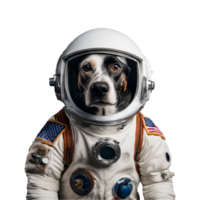 portrait de humanoïde anthropomorphe chien portant blanc astronaute costume isolé transparent ai génératif png