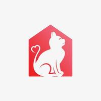 mascota casa logo diseño con perro gato icono logo y creativo elemento concepto vector