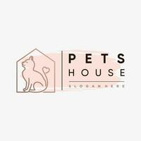 Pet house logo design with dog cat icon logo and creative element concept vector