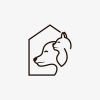 Pet house logo design with dog cat icon logo and creative element concept vector