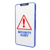 3D render of security alert on smartphone png