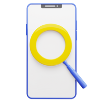 3d icon of search on smartphone png