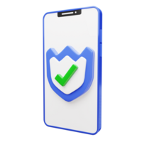 3D render of security protection with a checklist on smartphone png