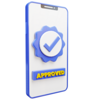 3d object of approved icon with a checklist verification on a smartphone png