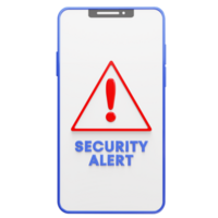 3D render of security alert on smartphone png