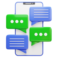 3d objeto de mensajes o notificaciones en el teléfono inteligente png