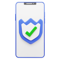 3D render of security protection with a checklist on smartphone png