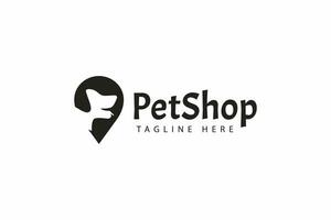 perro cabeza resumen a forma alfiler punto ubicación mapa logo negocio mascota tienda vector