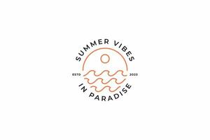 Summer Vibes In Paradise Logo Badge for Business Clothing Store Illustration Concept vector