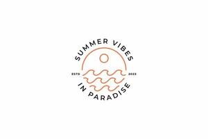 Summer Vibes In Paradise Logo Badge for Business Clothing Store Illustration Concept vector