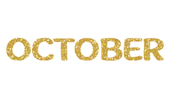 Gold glitter OCTOBER Letters Icon. October sign. Design for decorating, background, wallpaper, illustration. png