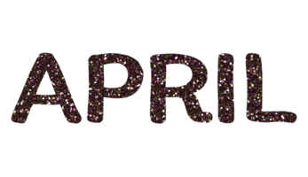 Black glitter APRIL Letters Icon. April sign. Design for decorating, background, wallpaper, illustration. png