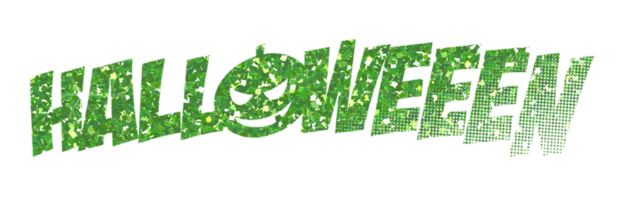 Green glitter word halloween on transparent background. Halloween icon. Design for decorating,background, wallpaper, illustration. png