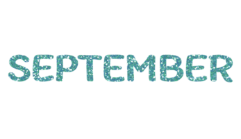 Blau funkeln September Briefe Symbol. September unterzeichnen. Design zum dekorieren, Hintergrund, Hintergrund, Illustration. png