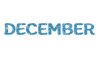 Blue glitter DECEMBER Letters Icon. December sign. Design for decorating, background, wallpaper, illustration. png