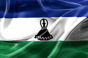 Ilustración 3d de una bandera de lesotho - bandera de tela ondeante realista foto