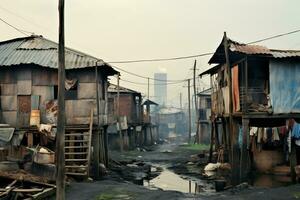 AI Generative Photos from slum settlements depicting economic disparate