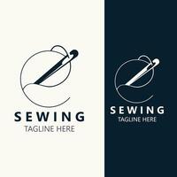 Needle and thread Sewing tailor logo outline combination Line flat design template Simple icons. Concept tailor illustration vector