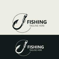 Hook Fishing logo simple and modern vintage rustic vector design style template illustration