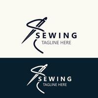 Needle and thread Sewing tailor logo outline combination Line flat design template Simple icons. Concept tailor illustration vector