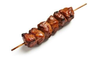 a barbecue meat skewer isolated on white background AI Generated photo
