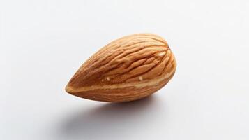 a single almond on a white surface AI Generated photo