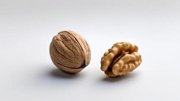 a walnut and a walnut nut on a white surface photo