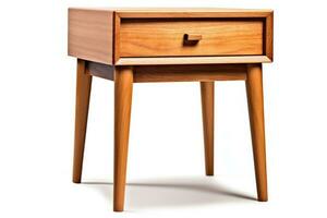 A wooden bedside table with a drawer on a white background AI Generated photo