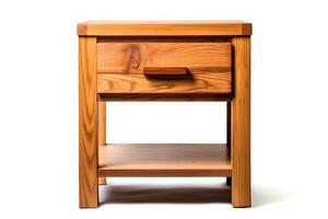 A wooden bedside table with a drawer on a white background AI Generated photo
