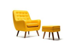 A yellow armchair and ottoman on a white background AI Generated photo