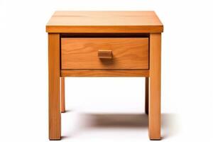 A wooden bedside table with a drawer on a white background AI Generated photo