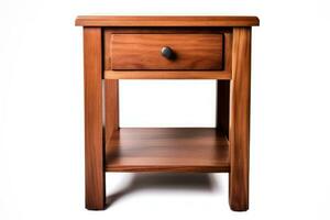 A wooden bedside table with a drawer on a white background AI Generated photo