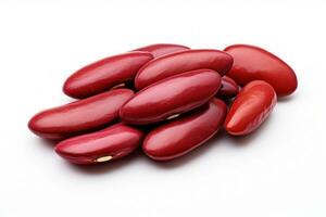 a group of red kidney beans on a white background AI Generated photo