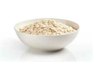 Rolled oats in a bowl on a white background AI Generated photo