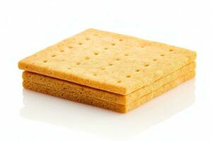 A stack of hole hardtack on a white background AI Generated photo