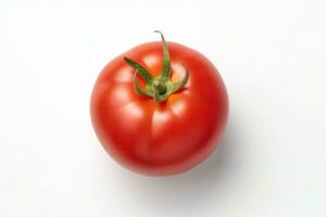 un rojo tomate en un blanco antecedentes ai generado foto