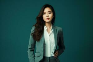 Young Asian businesswoman wearing a business suit AI Generative photo