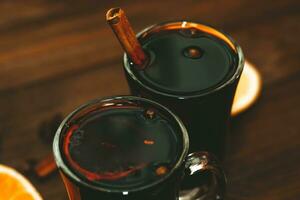 Spicy hot mulled wine drink made from red wine photo