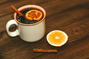 Spicy hot mulled wine drink made from red wine photo