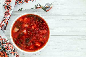 Borsch is a traditional Ukrainian dish photo